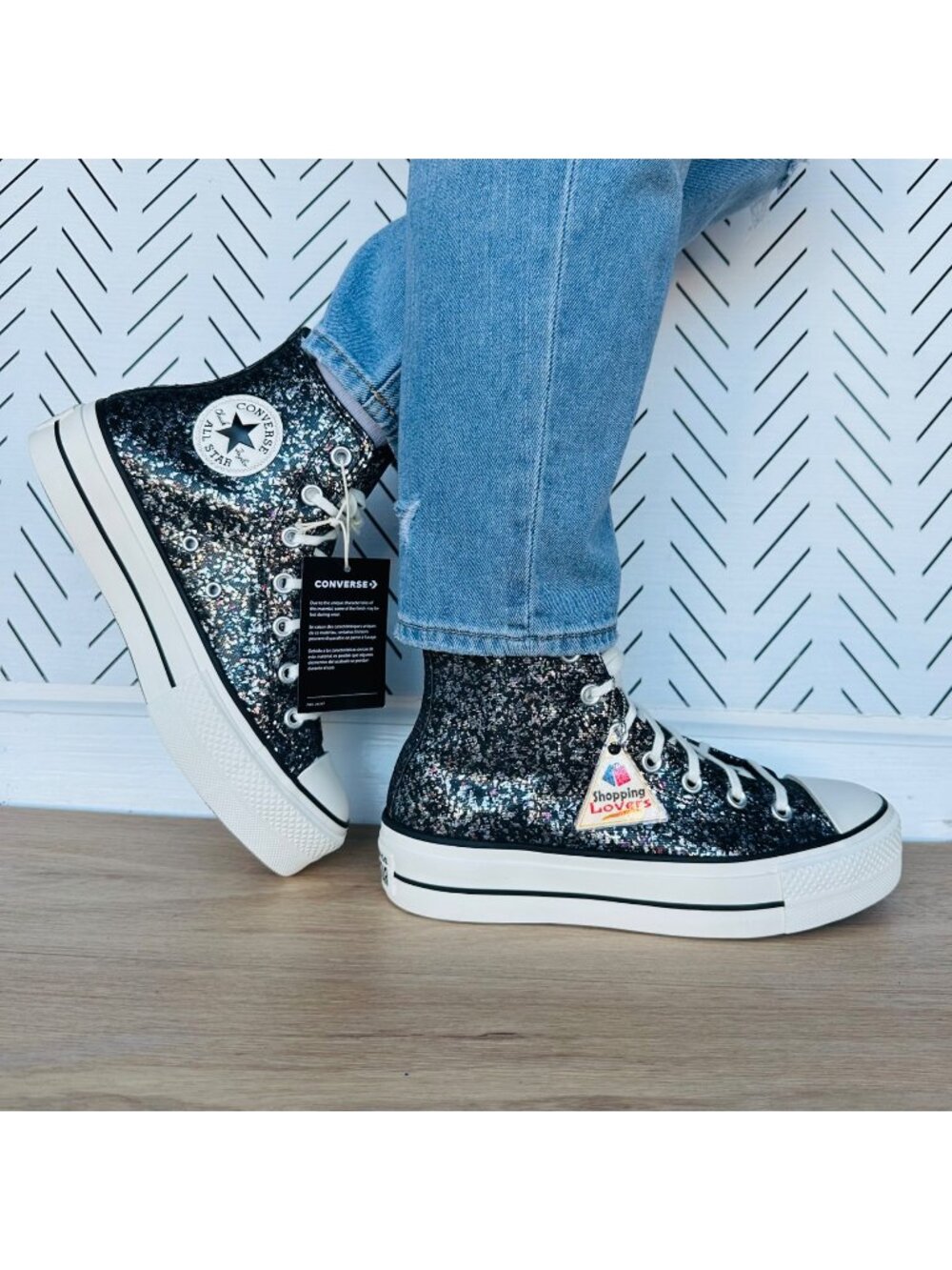 ⭐CONVERSE Chuck Taylor All Star Lift Hi 8.5 Women Shoes Glitter Sneakers A09551C